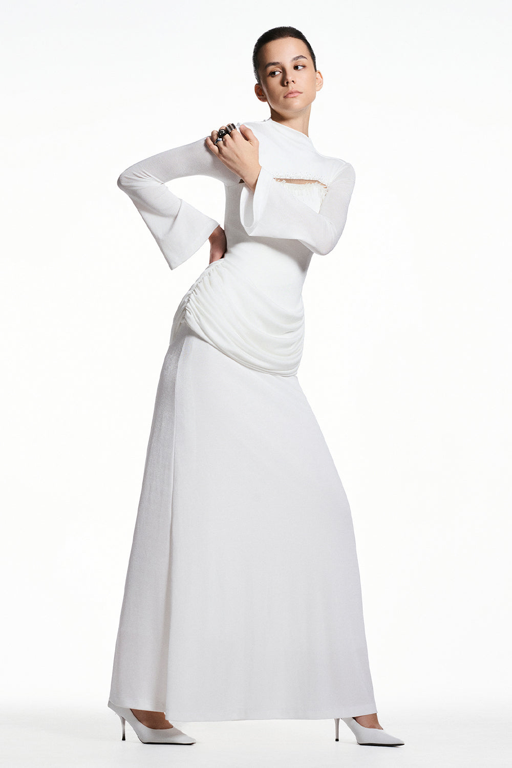 Aster High Neck Fringe Maxi Dress