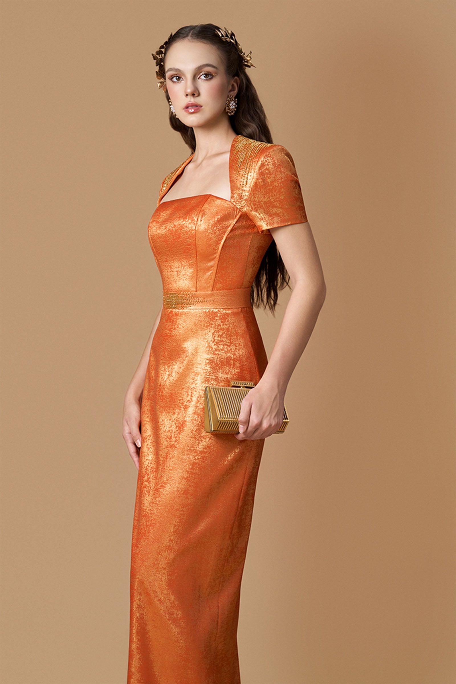 Women's Selis Trapeze Neck Maxi Dress Amber Gold/Silver Sage XS/S/M/L/XL/XXL/Customize MEAN BLVD Women's Selis Trapeze Neck Maxi Dress Amber Gold/Silver Sage XS/S/M/L/XL/XXL/Customize MEAN BLVD