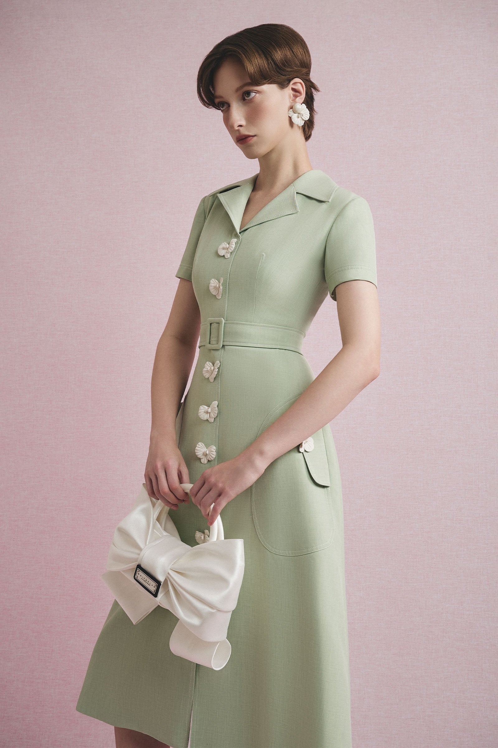 Pilian Notch Neck Midi Dress