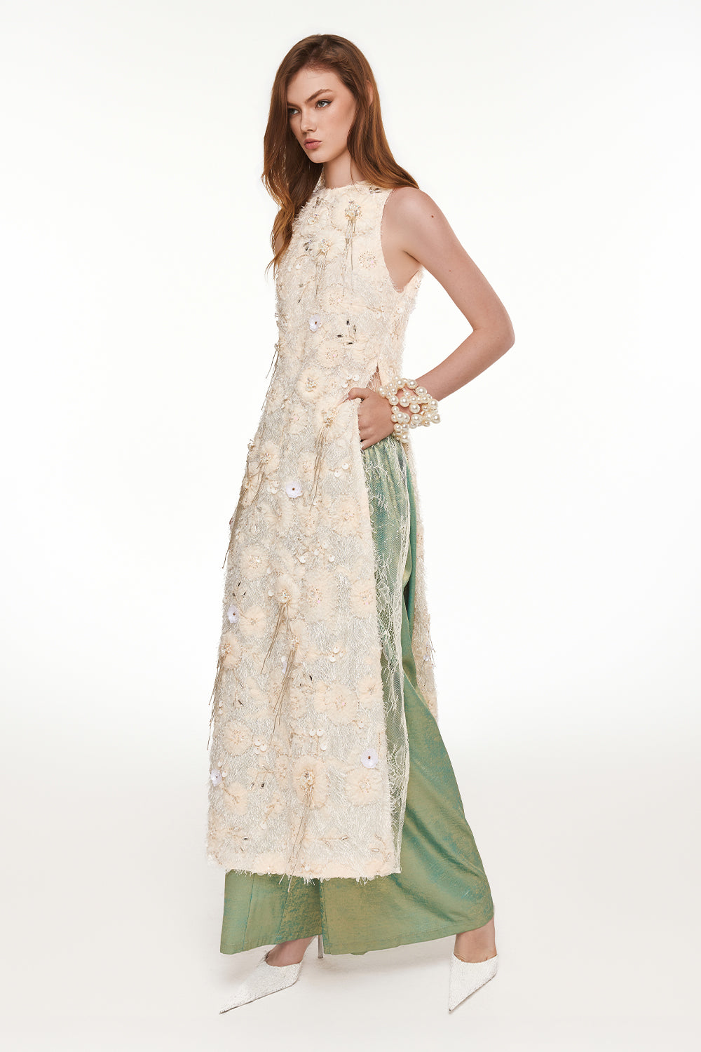 Lamé Applique Ao Dai Set