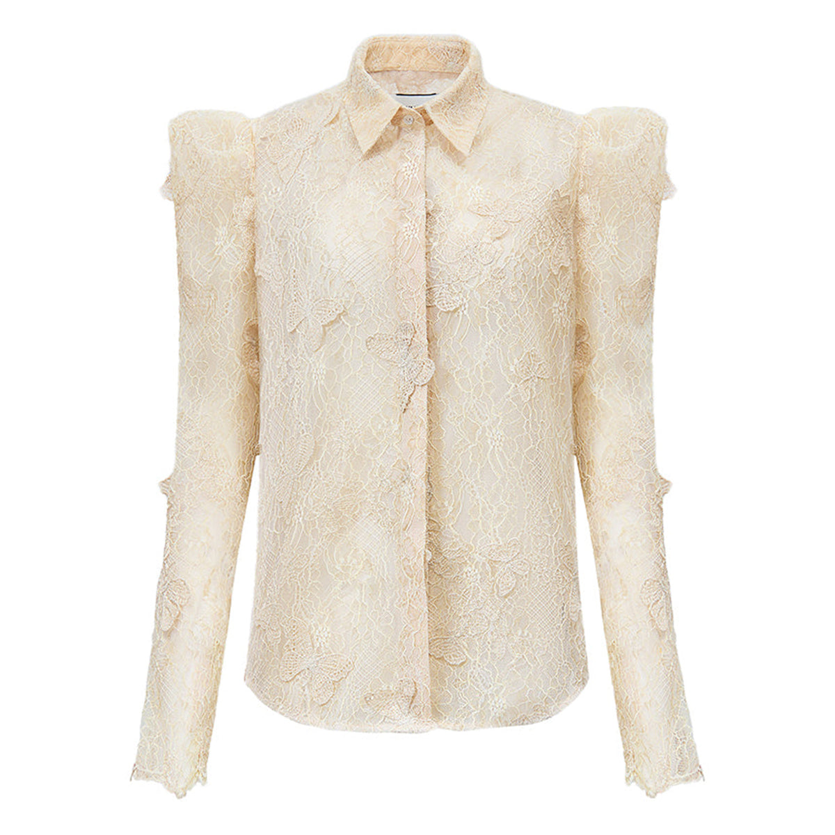 Butterfly Reverie Straight Leg Of Mutton Sleeved Tulle Shirt