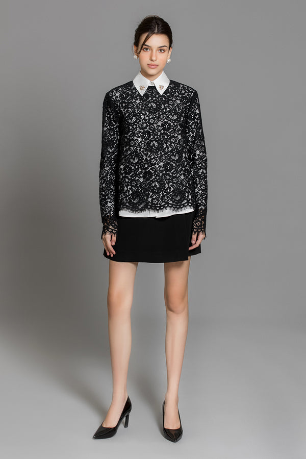 Cielo Straight Long Sleeved Lace Top