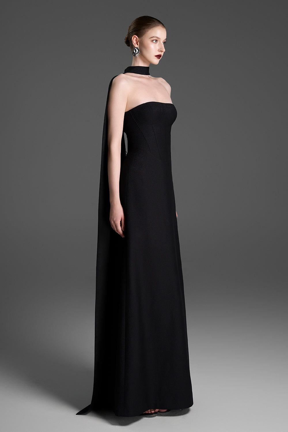 chinese dress ladies Women's Petra Straight Across Synthetic Silk Maxi Dress  XXS/XS/S/M/L/XL/XXL/Customize Black MEAN BLVD