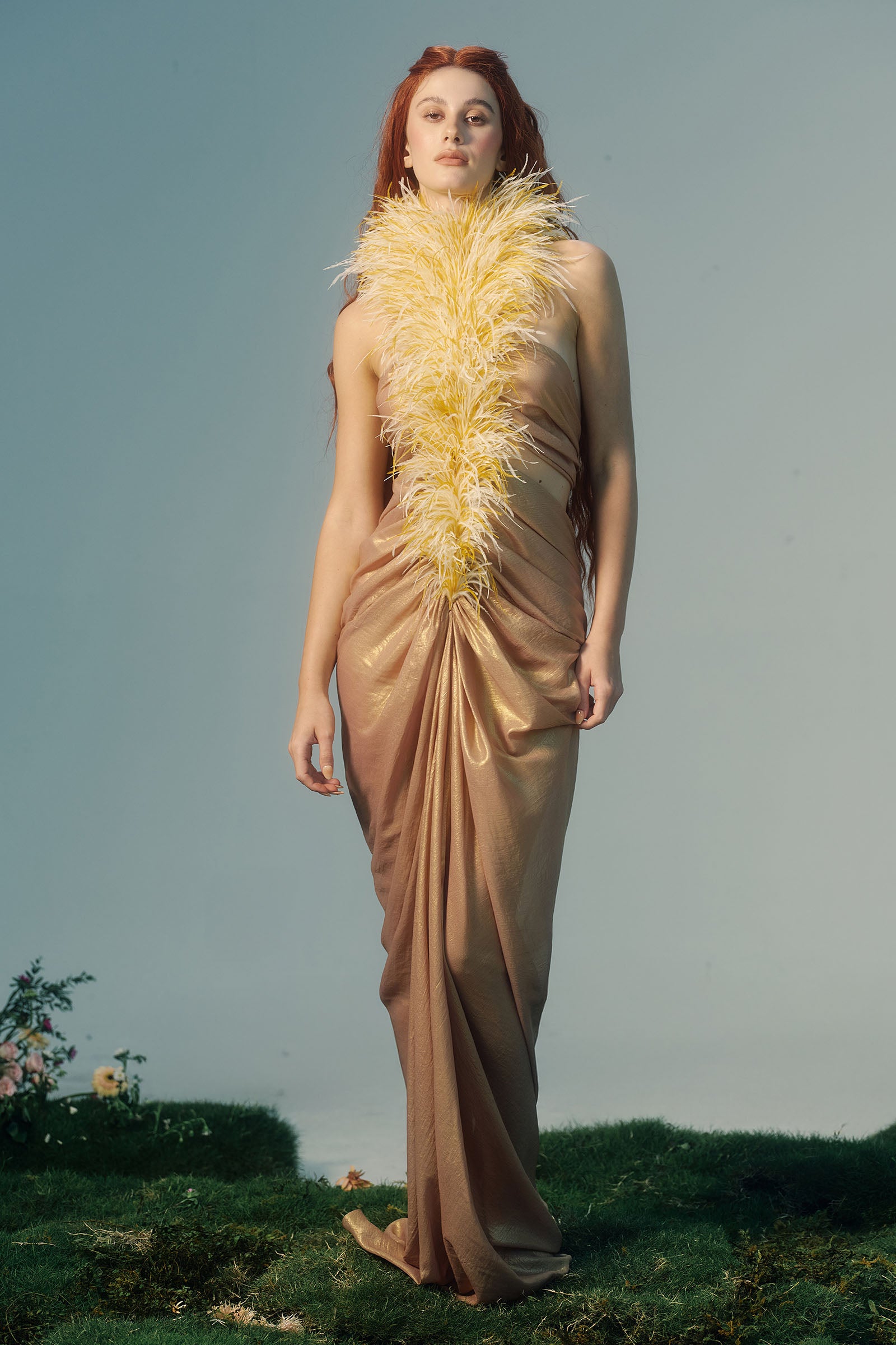 Chryseis Feather Maxi Dress