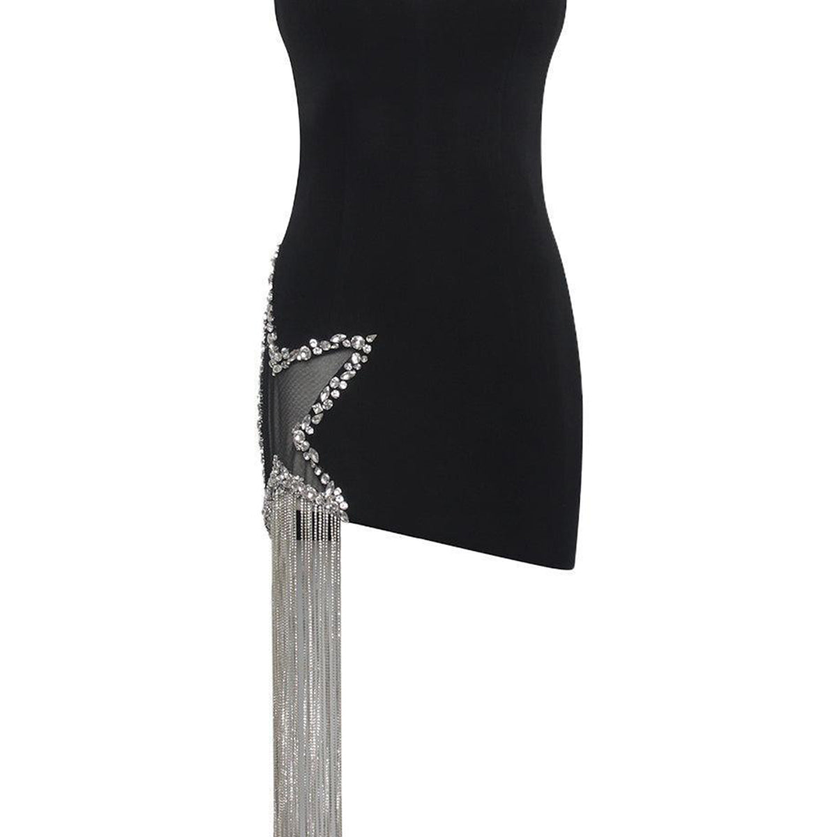Lorela Asymmetric Semi-Heart Neck Crepe Mini Dress