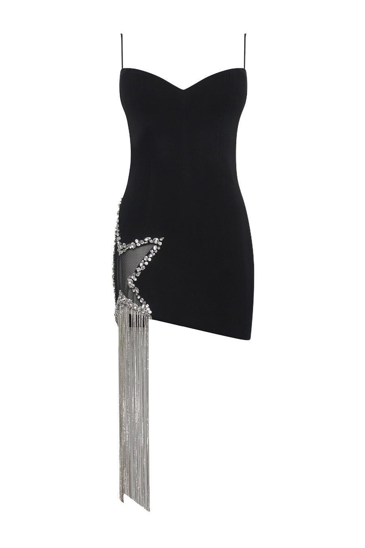 Lorela Asymmetric Semi-Heart Neck Crepe Mini Dress