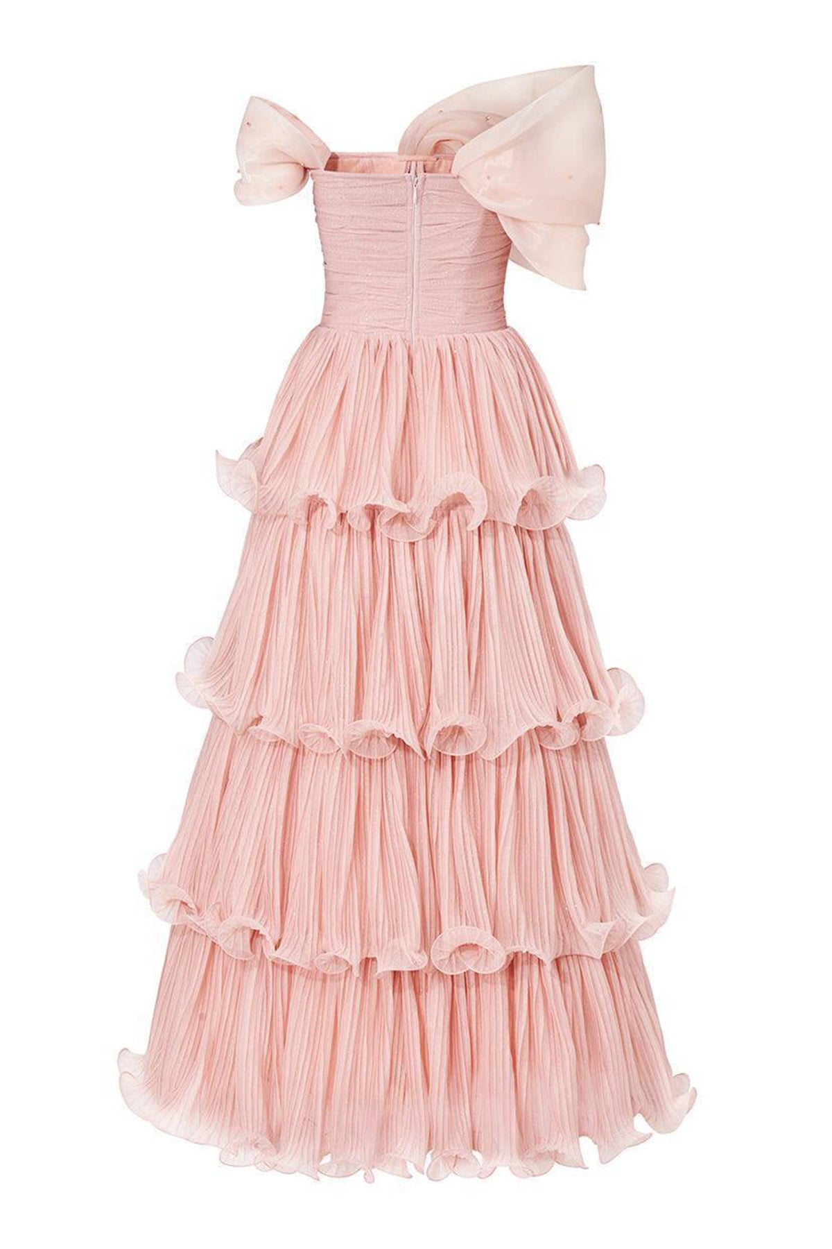 Rosabella Layered Off-Shoulder Tulle Floor Length Dress