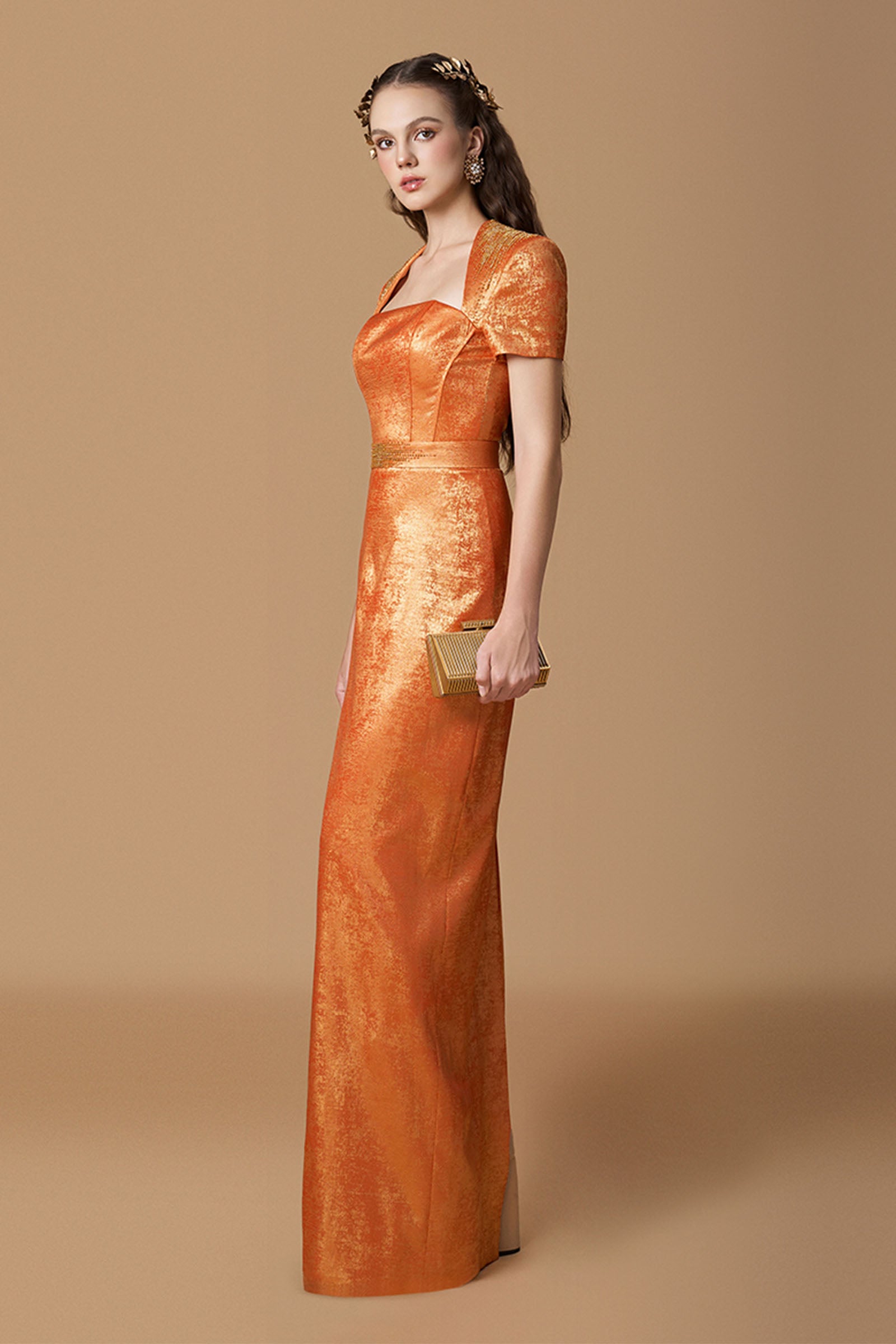 Selis Trapeze Neck Maxi Dress