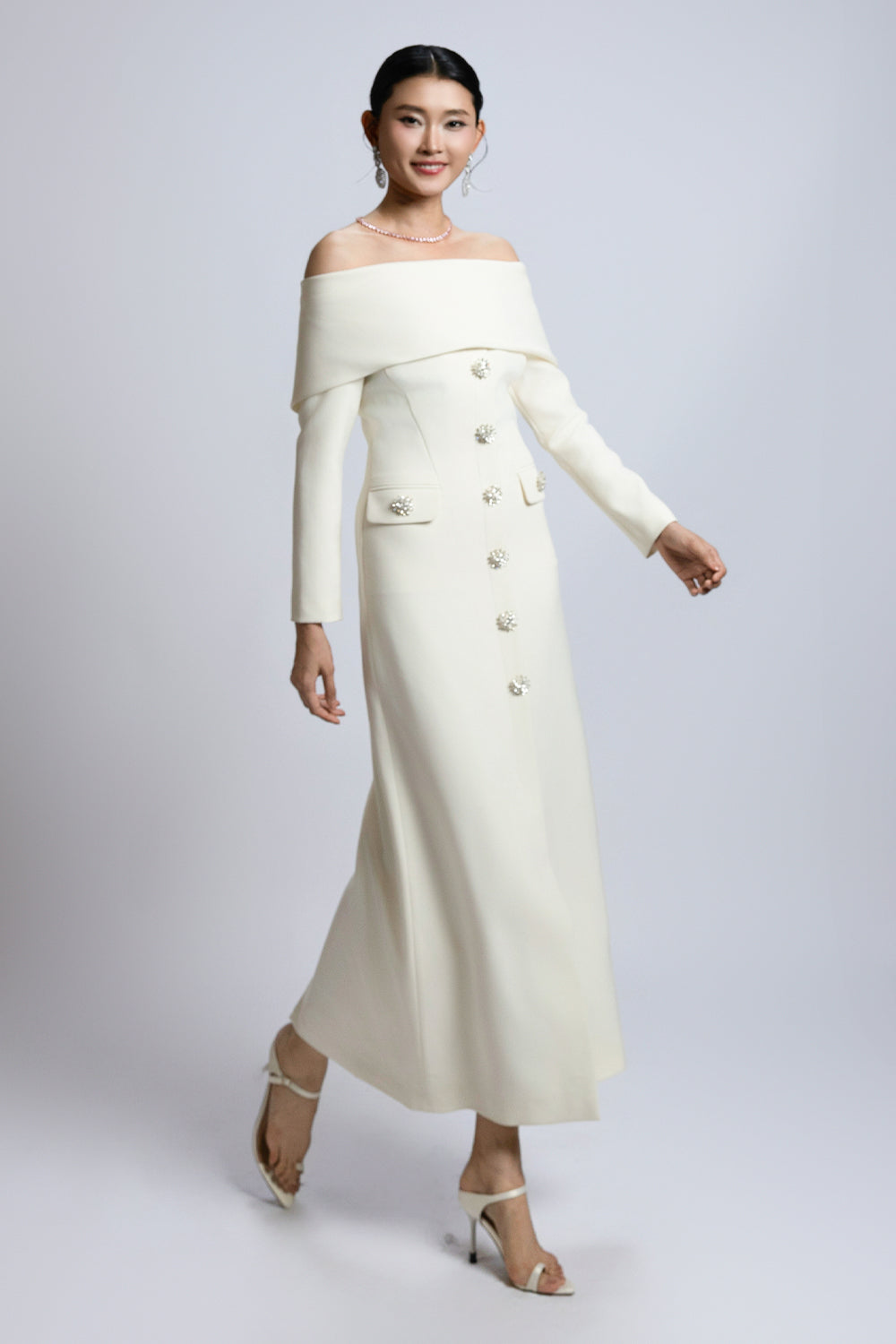 Maelle Sheath Button Midi Dress