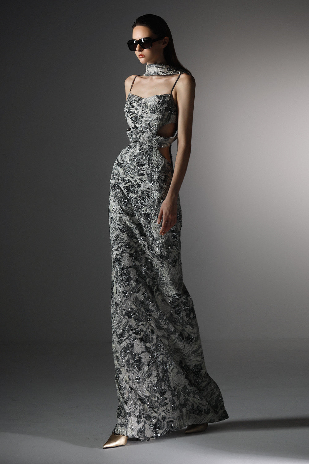 Luminescence Choker Neck Maxi Dress