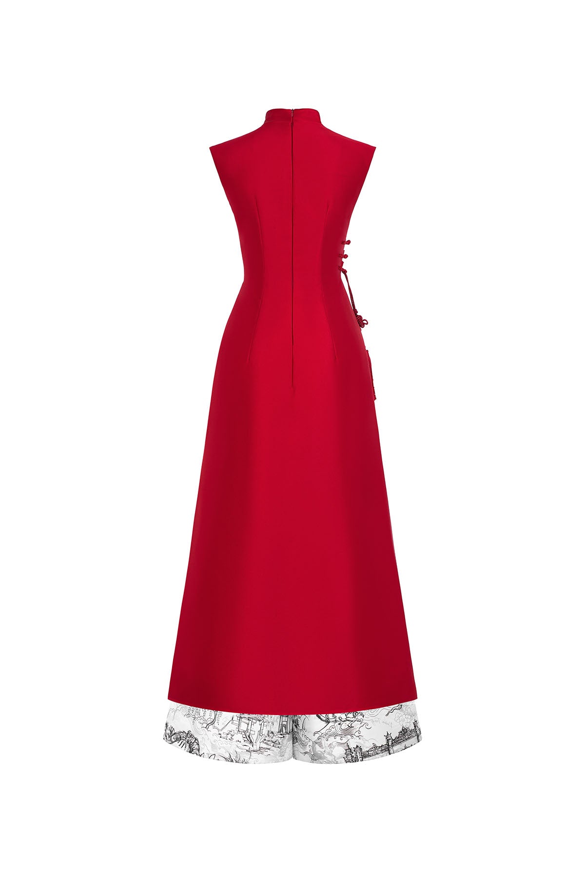 Cat Asymmetric Neck Ao Dai