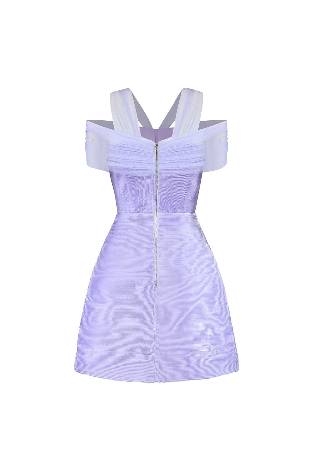 Glintara A-line Cold Shoulder Sleeved Taffeta Mini Dress