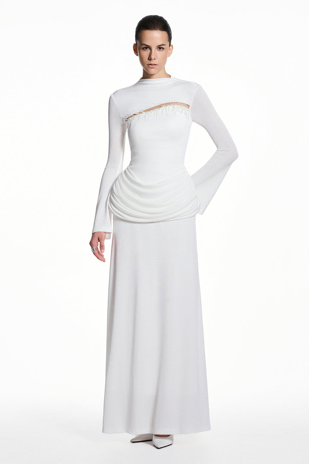 Aster High Neck Fringe Maxi Dress