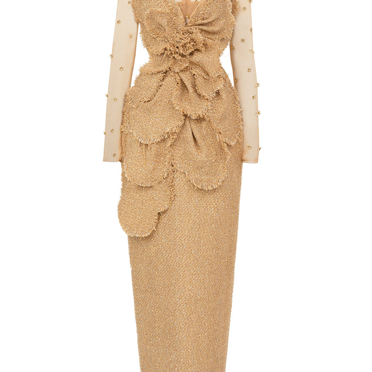 Pineda Pegged Back Slit Polyester Maxi Dress