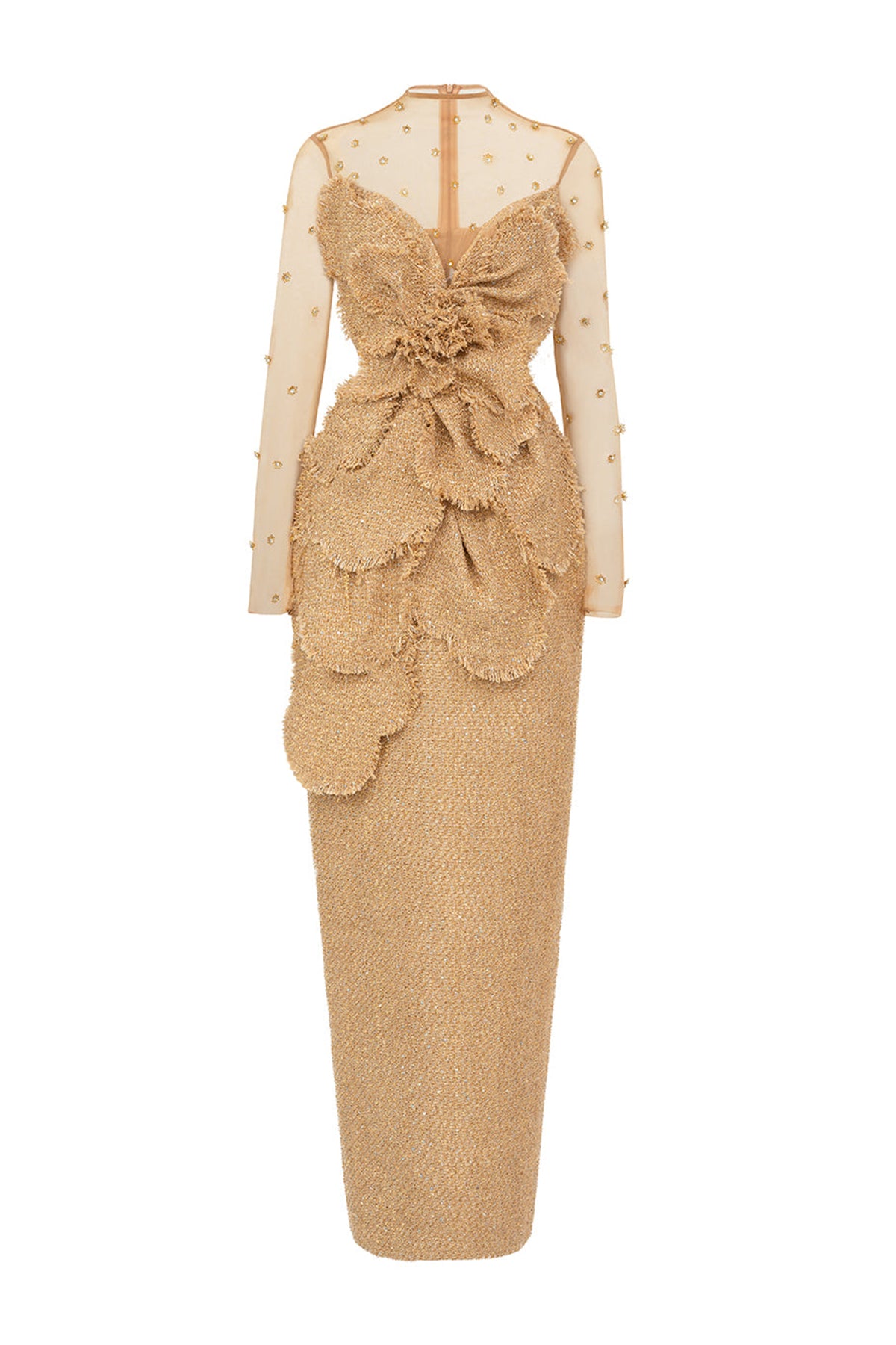 Pineda Pegged Back Slit Polyester Maxi Dress