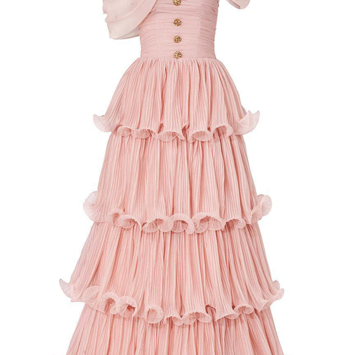 Rosabella Layered Off-Shoulder Tulle Floor Length Dress
