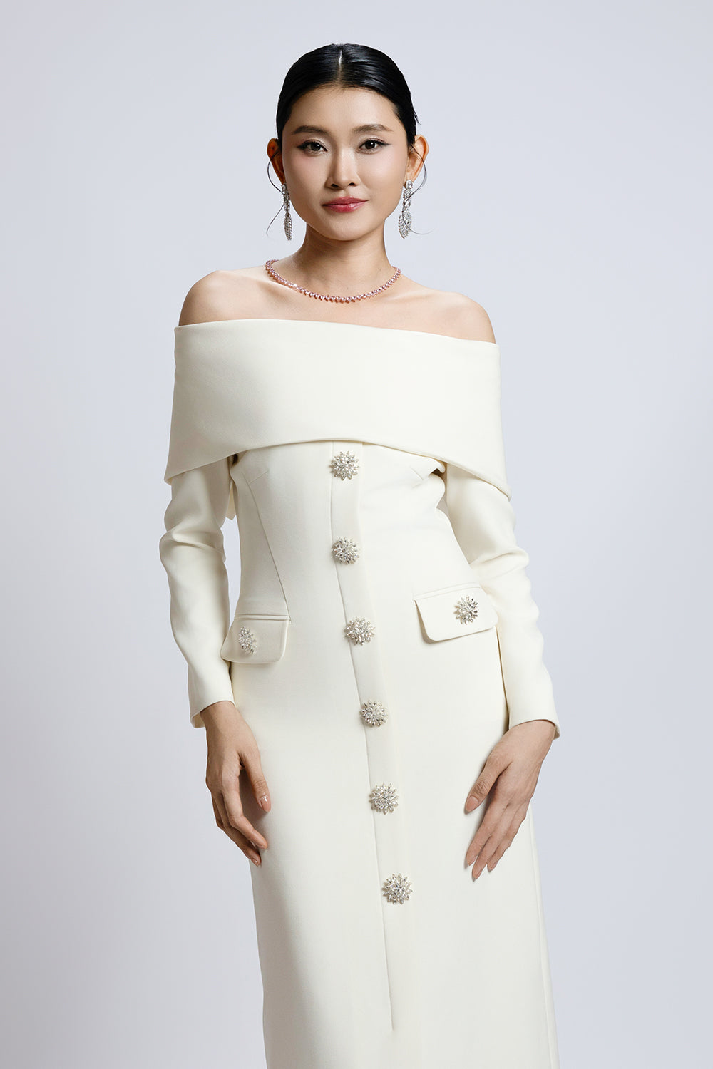 Maelle Sheath Button Midi Dress