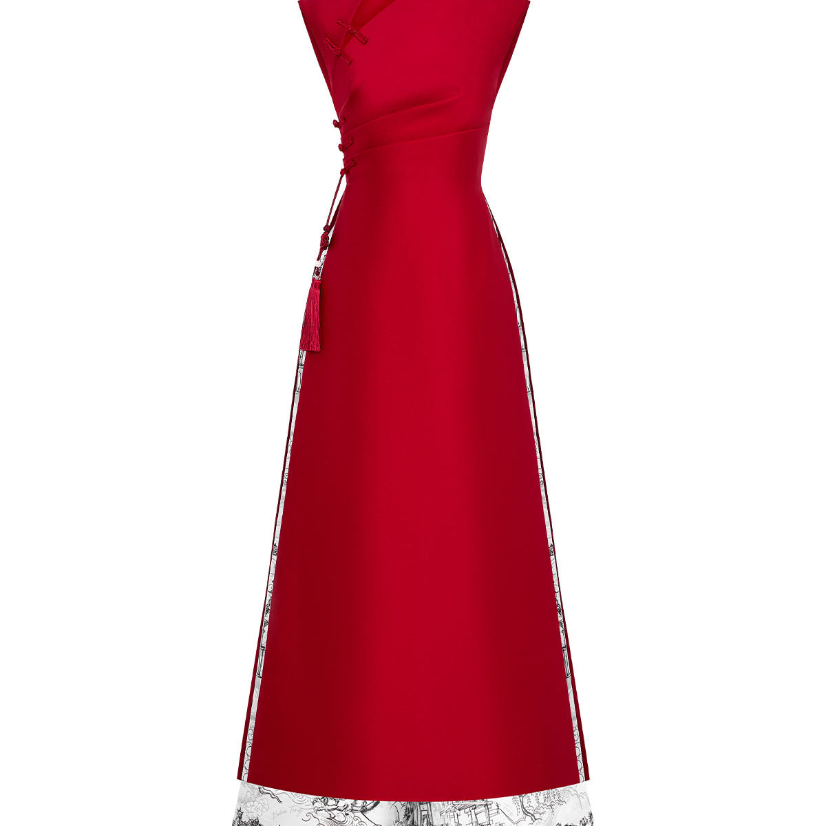 Cat Asymmetric Neck Ao Dai