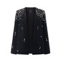 Ermias Straight Lapelless Velvet Satin Cape