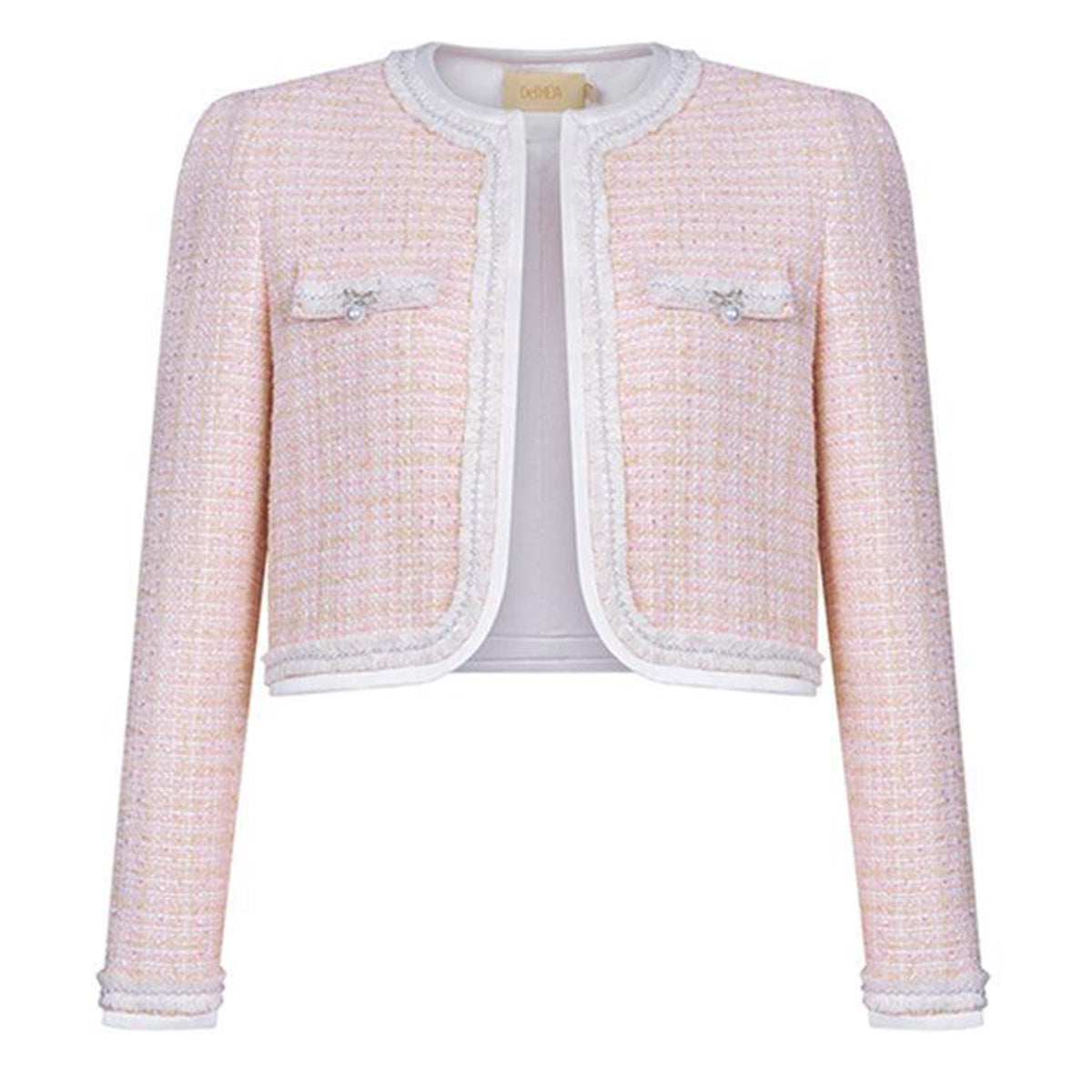 Judy Cropped Long Sleeved Tweed Jacket