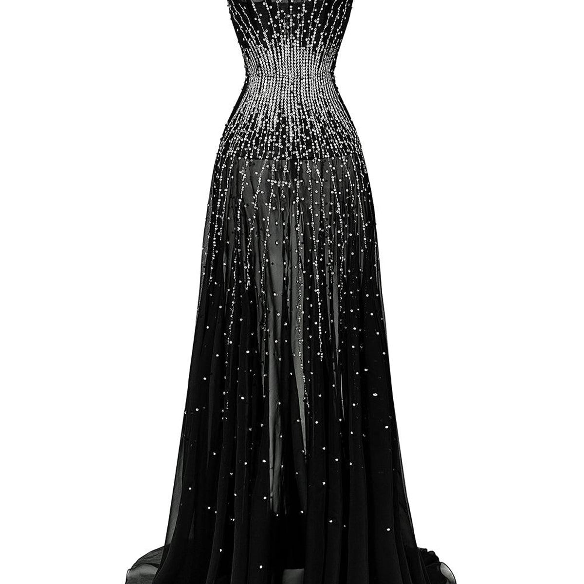 Leyla Strapless Stone Organza Voile Floor Length Dress