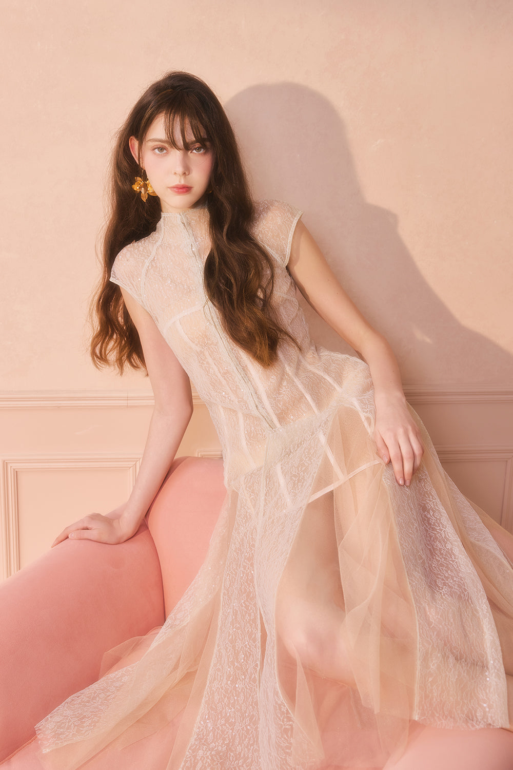 Amelie High Neck Midi Dress