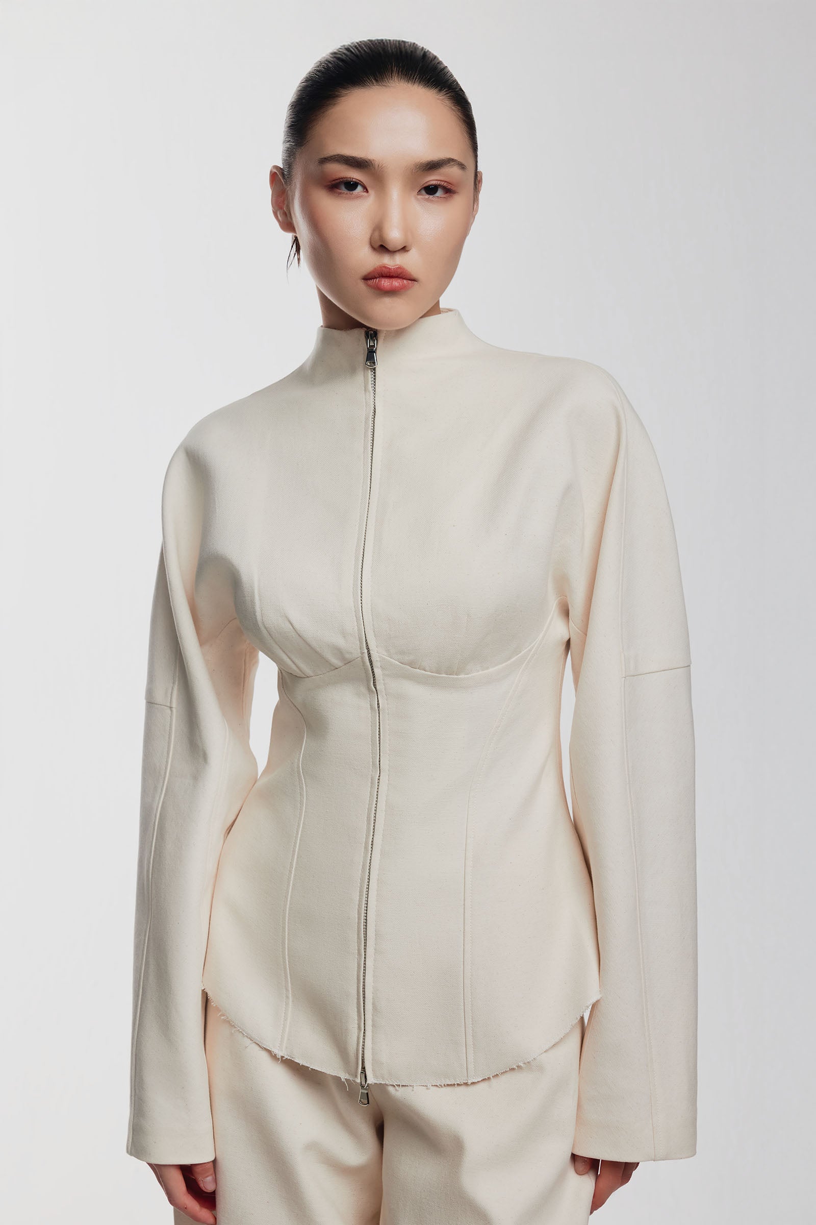 Lune High Neck Pin Tuck Top