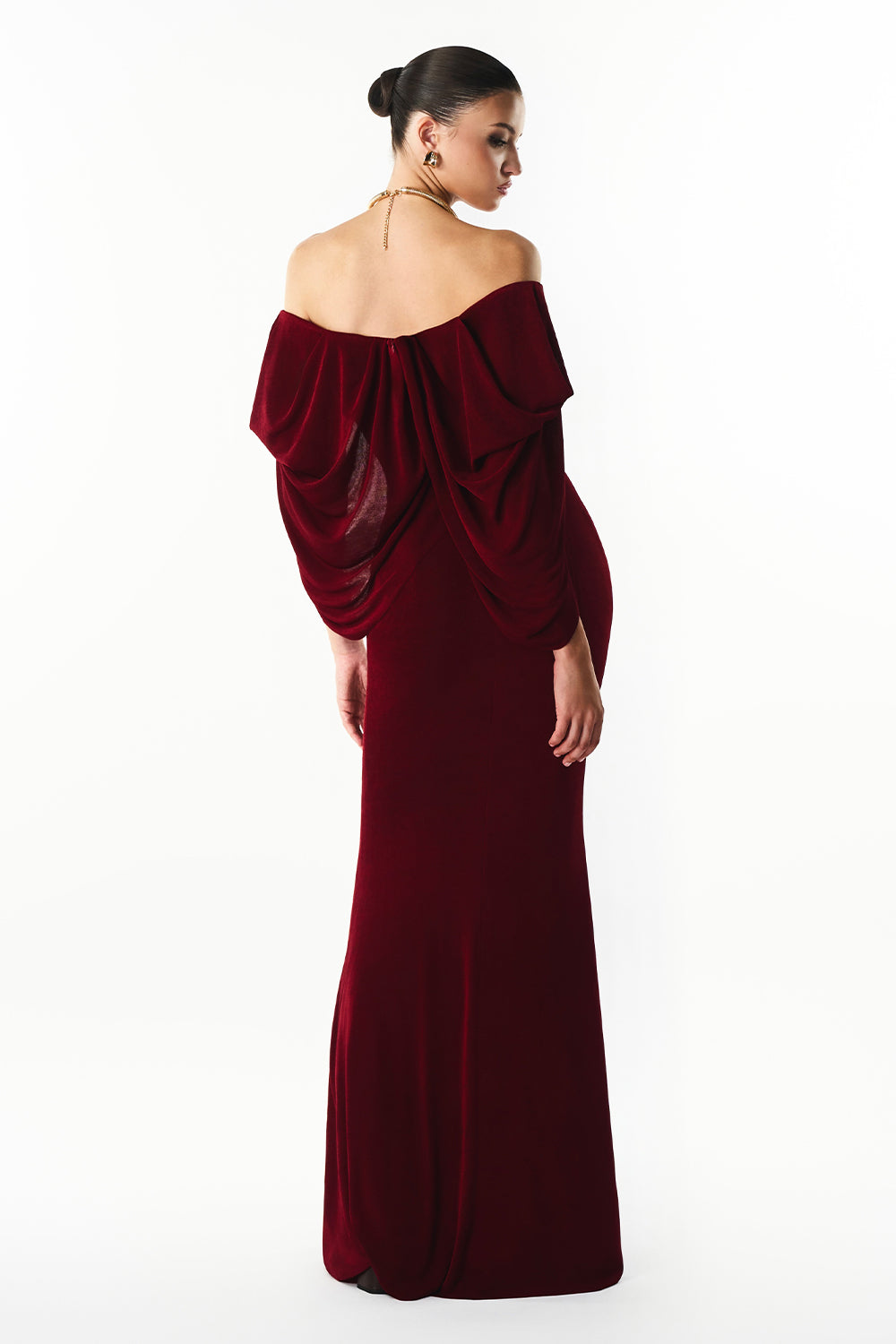 Amora Off-Shoulder Gathering Maxi Dress