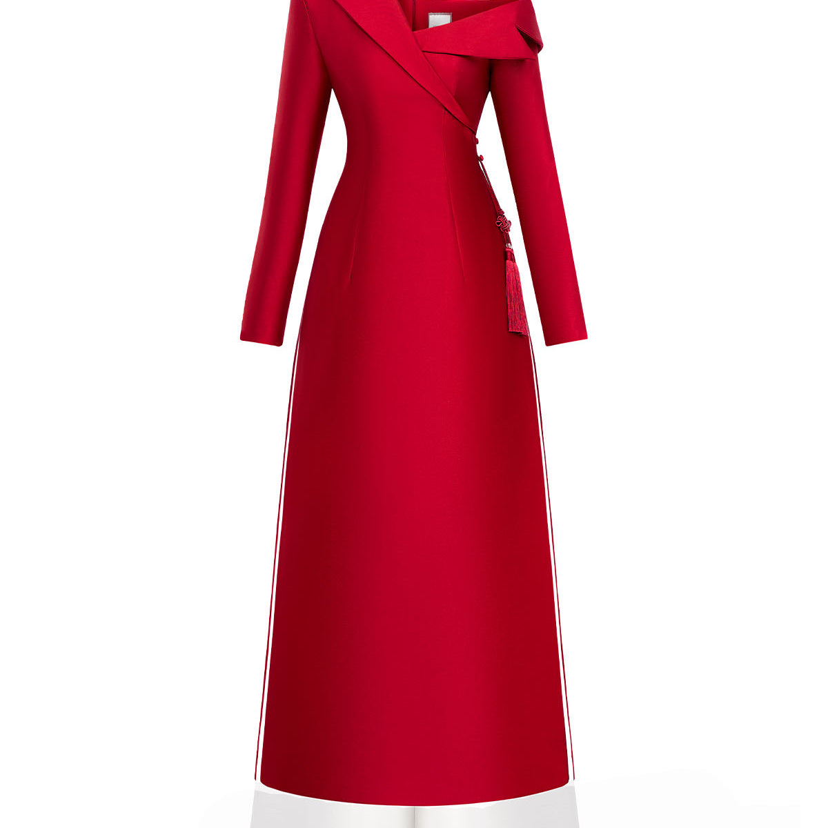 Nghien Hy Asymmetric Neck Ao Dai