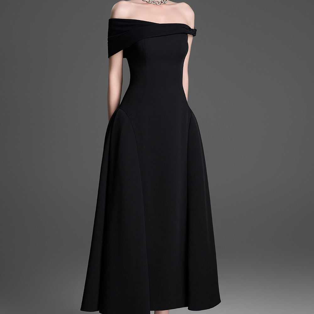 Aurelia Off-Shoulder Draped Midi Dress
