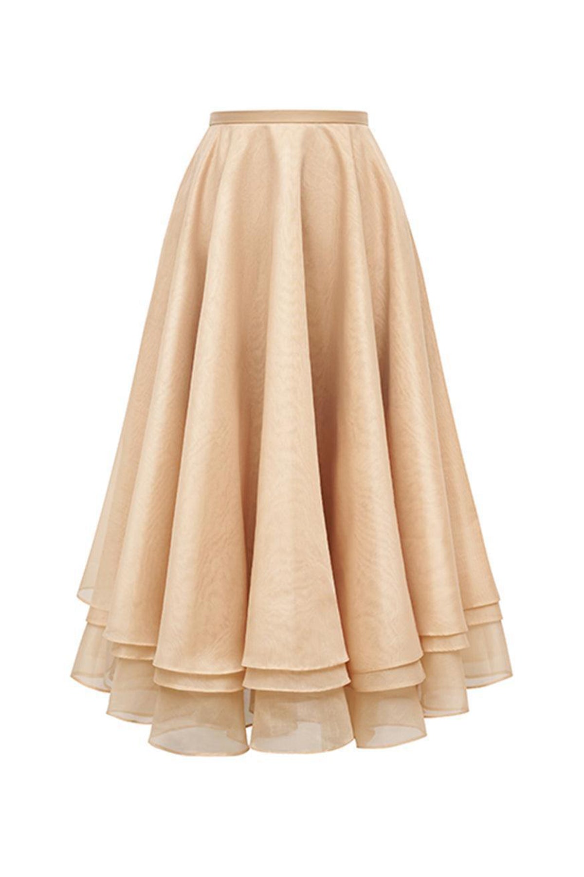 Jeanne Layered Draped Organdy Midi Skirt