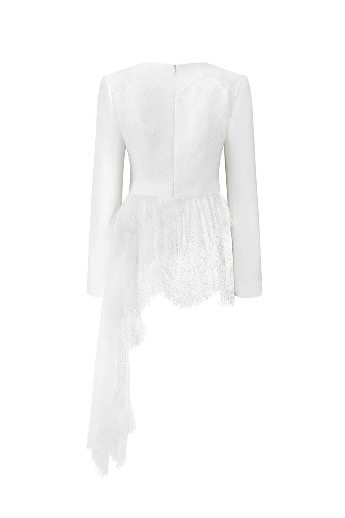 Mariin Asymmetric Jewel Neck Cotton Blend Top