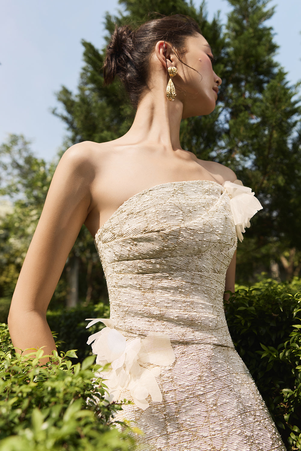 Crustial Asymmetric Neck Mini Dress