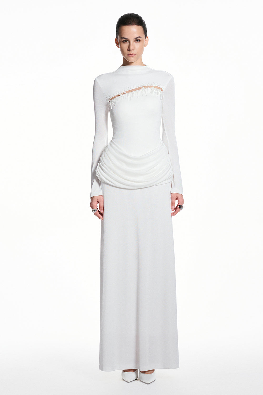 Aster High Neck Fringe Maxi Dress