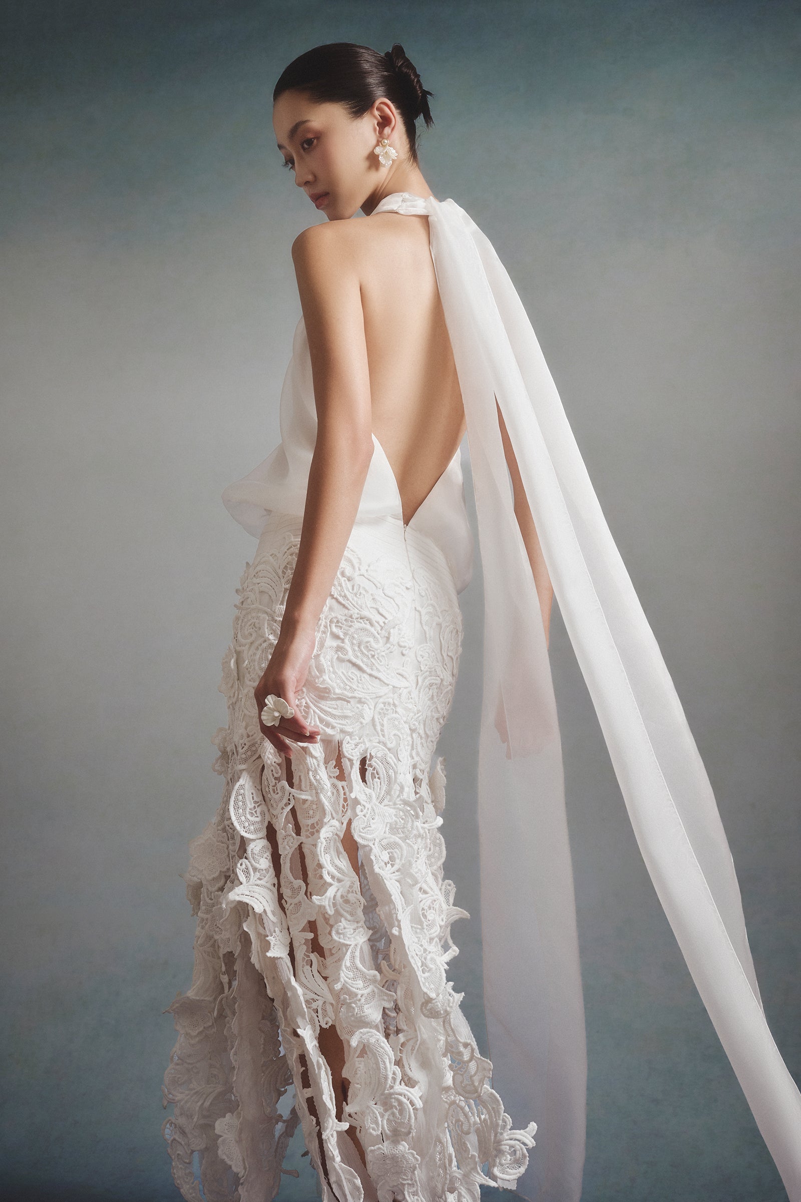 Women's Eclat Applique Midi Dress Bone White Customize MEAN BLVD