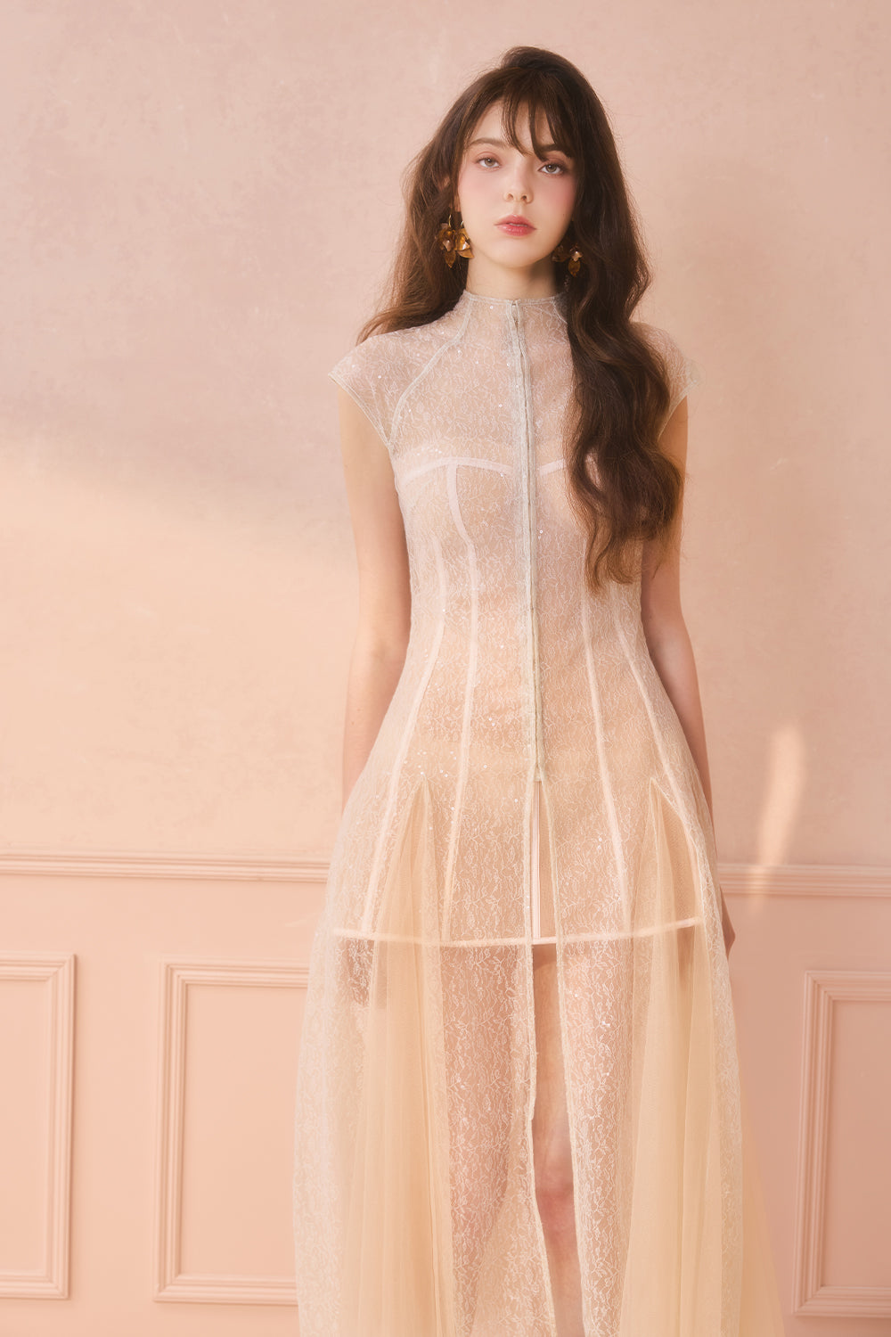 Amelie High Neck Midi Dress