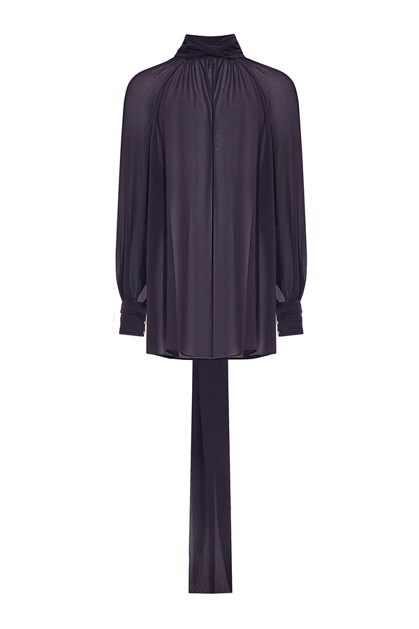 Terrassa Blouson Cuff Sleeved Silk Chiffon Top