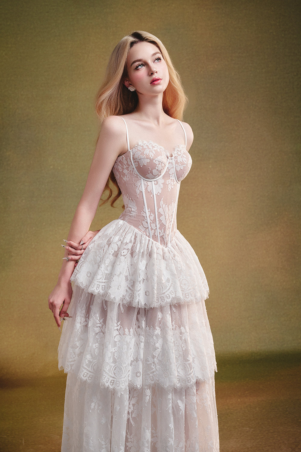 The Feathers A-line Gathering Midi Dress