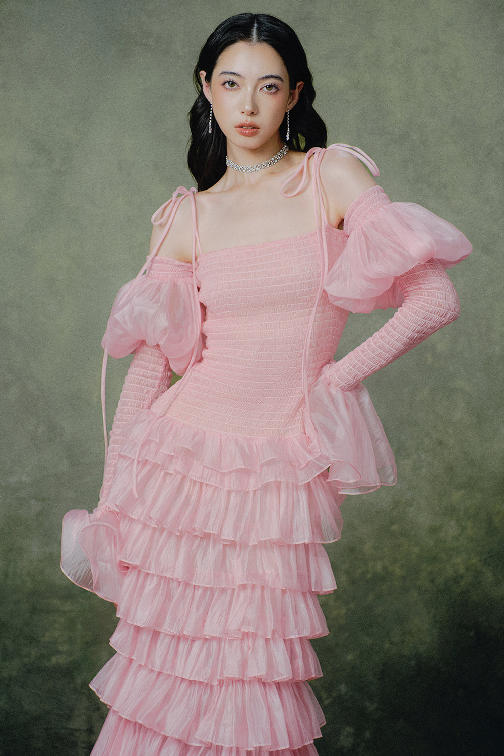 Vespera Shirring Maxi Dress