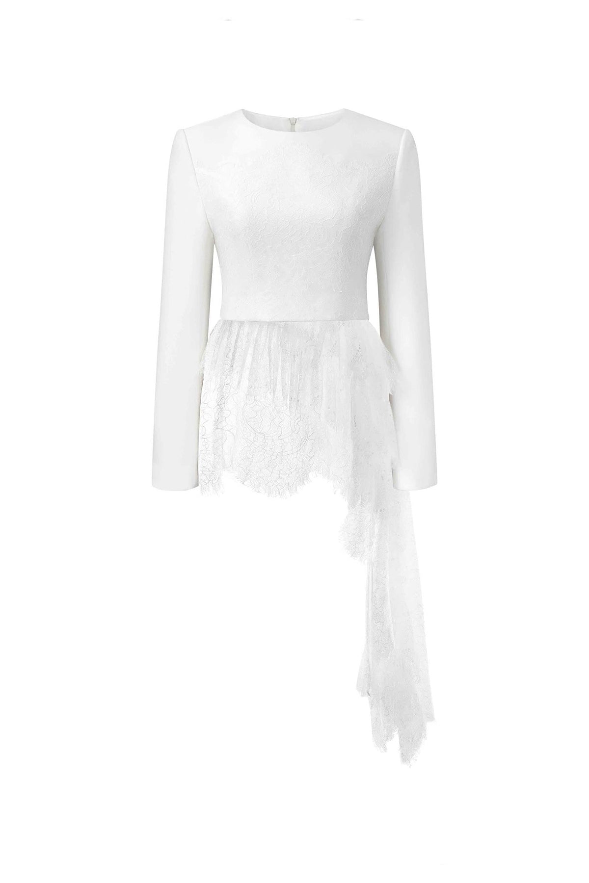 Mariin Asymmetric Jewel Neck Cotton Blend Top
