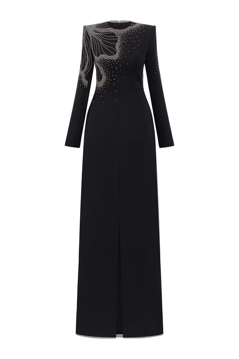 Callahan Sheath Square Neck Velvet Satin Floor Length Dress