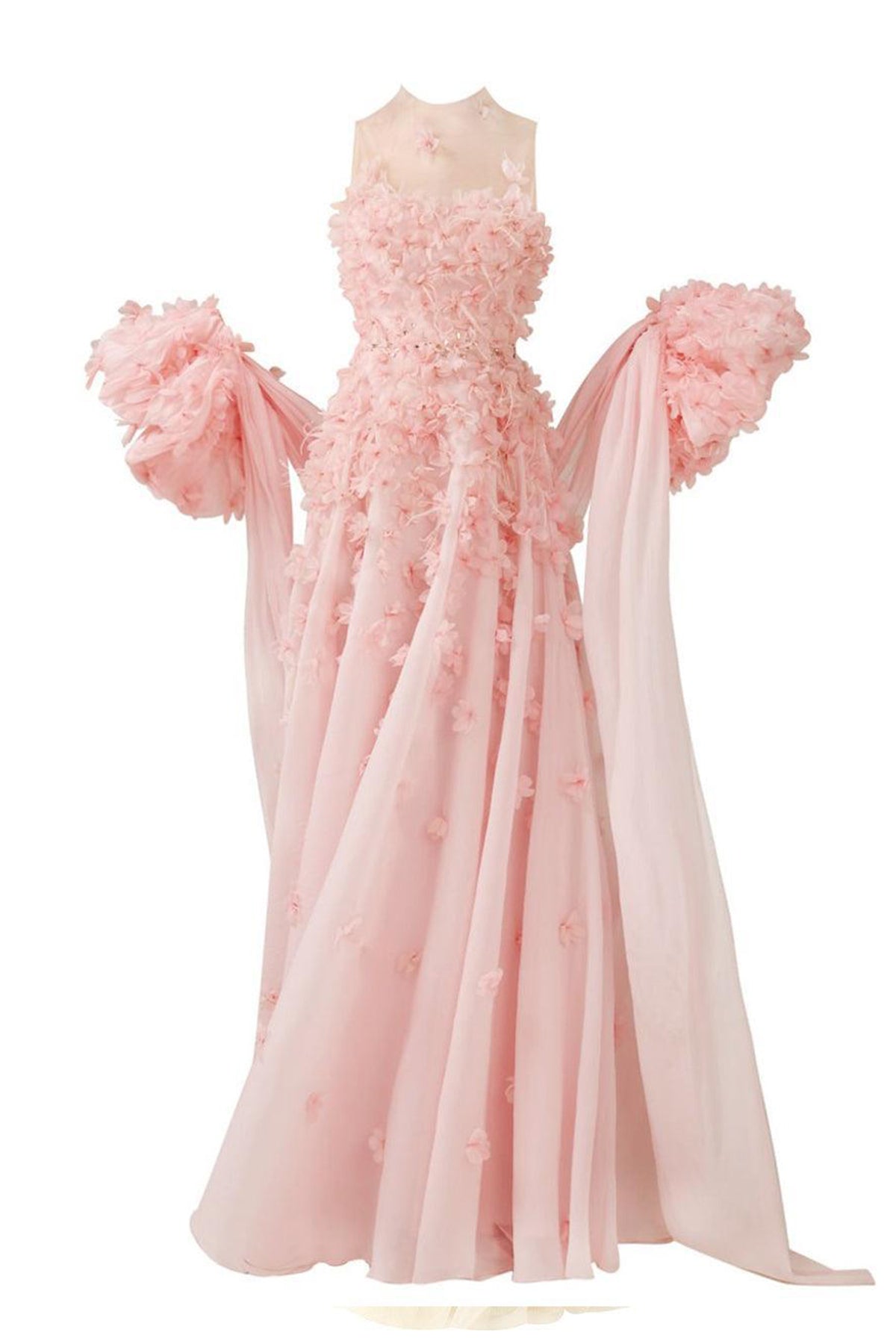 Novak Ball Gown Flower Applique Silk Organza Floor Length Dress