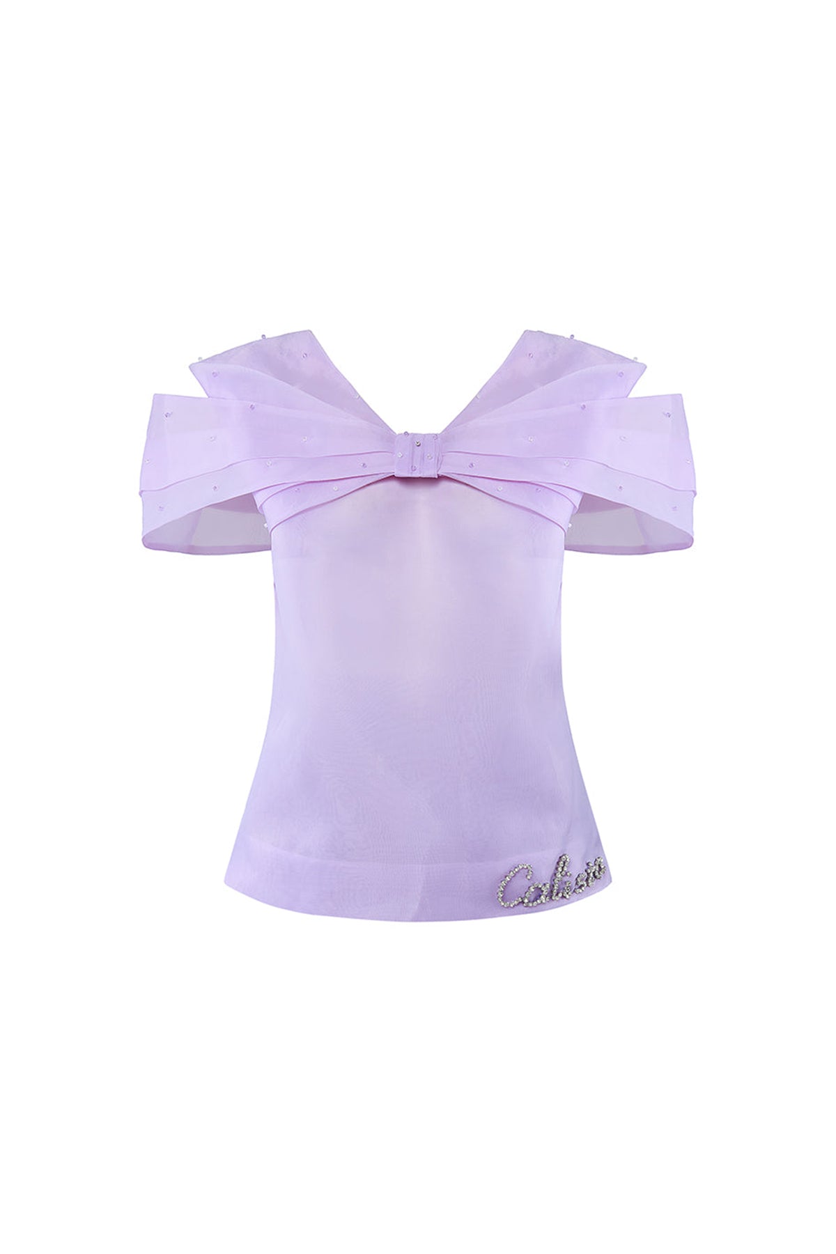 Primelle Straight V-Neck Organza Top