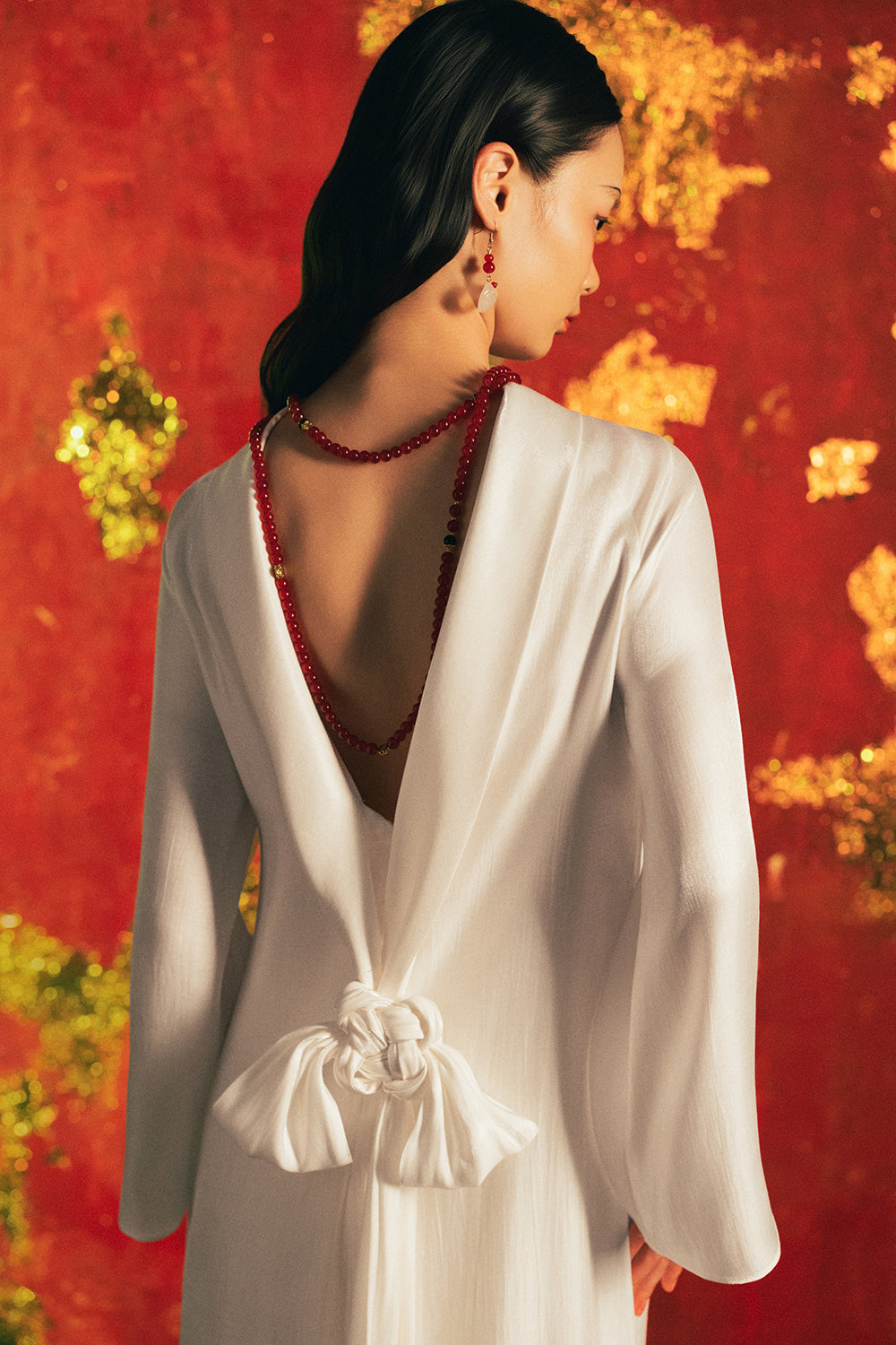 Thuy Vu Mandarin Collar Synthetic Silk Ao Dai