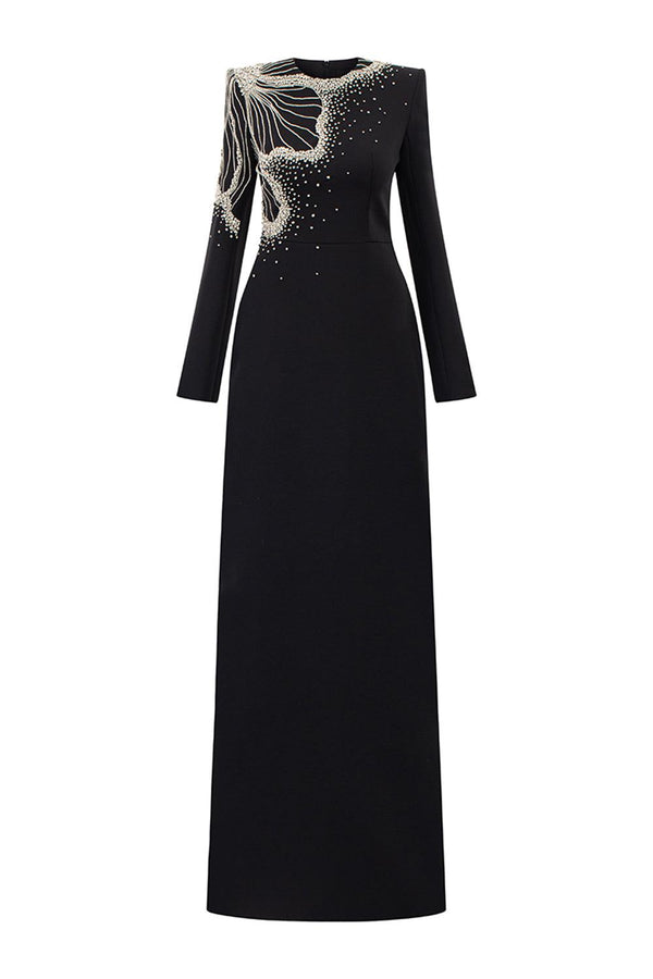 Callahan Sheath Square Neck Velvet Satin Floor Length Dress