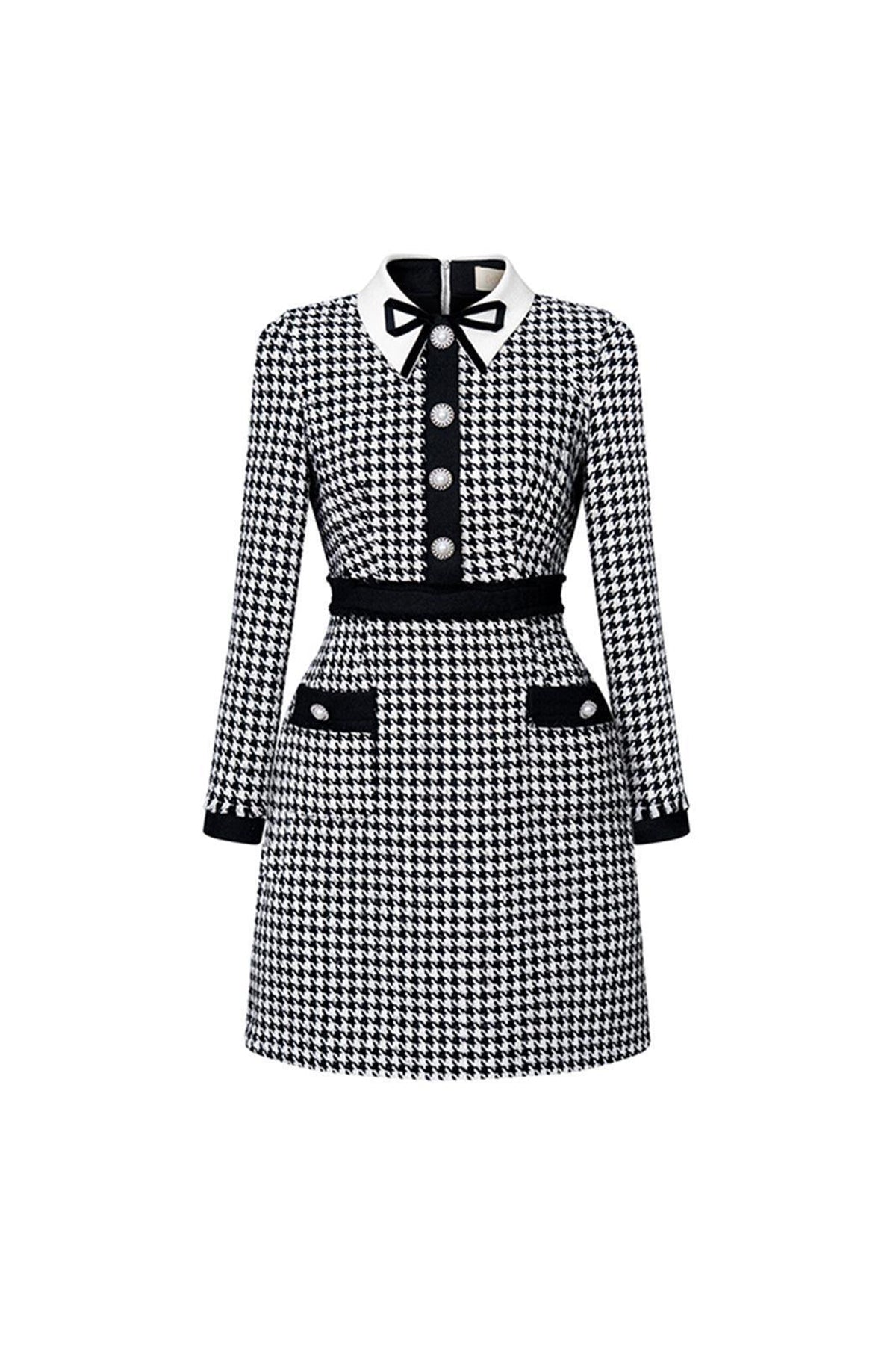 Irene A-line Long Sleeved Tweed Mini Dress
