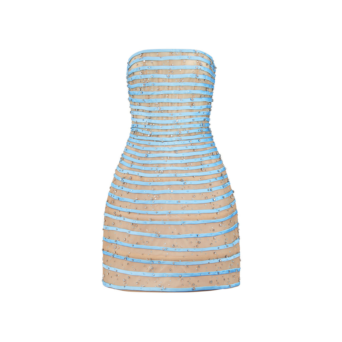 Ivara A-line Straight Across Neck Chiffon Mini Dress