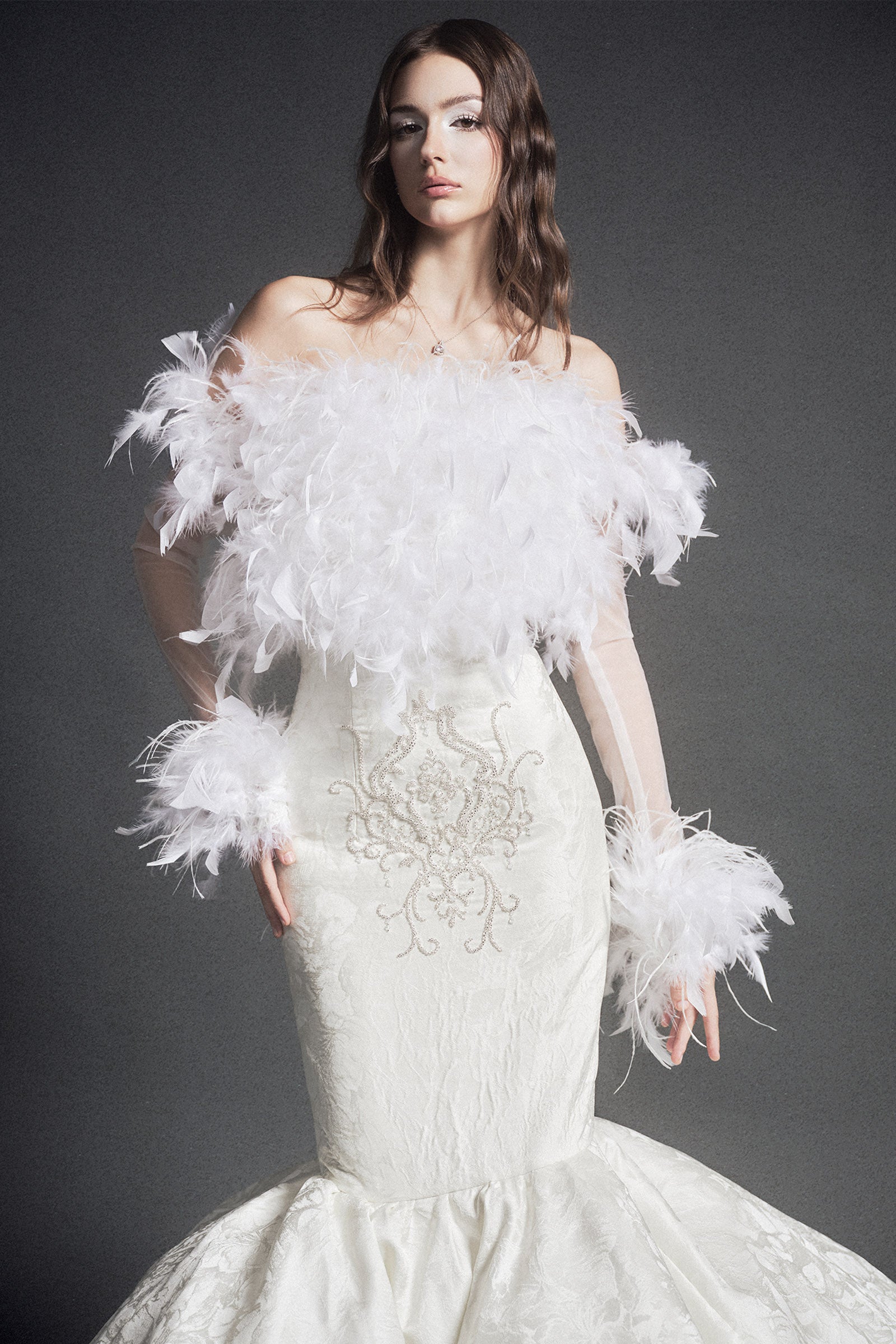 Victoire Feather Maxi Dress