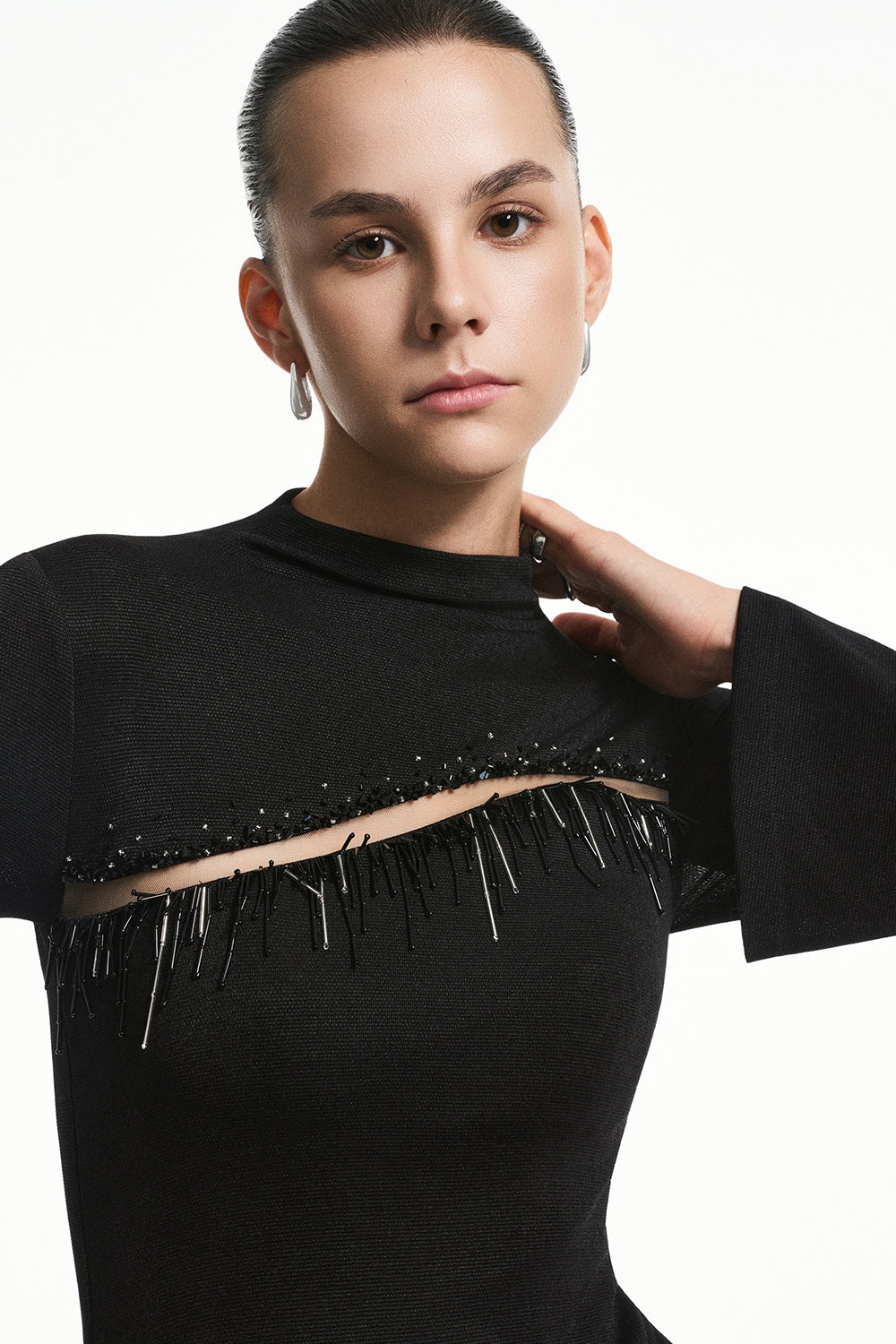 Aster High Neck Fringe Maxi Dress