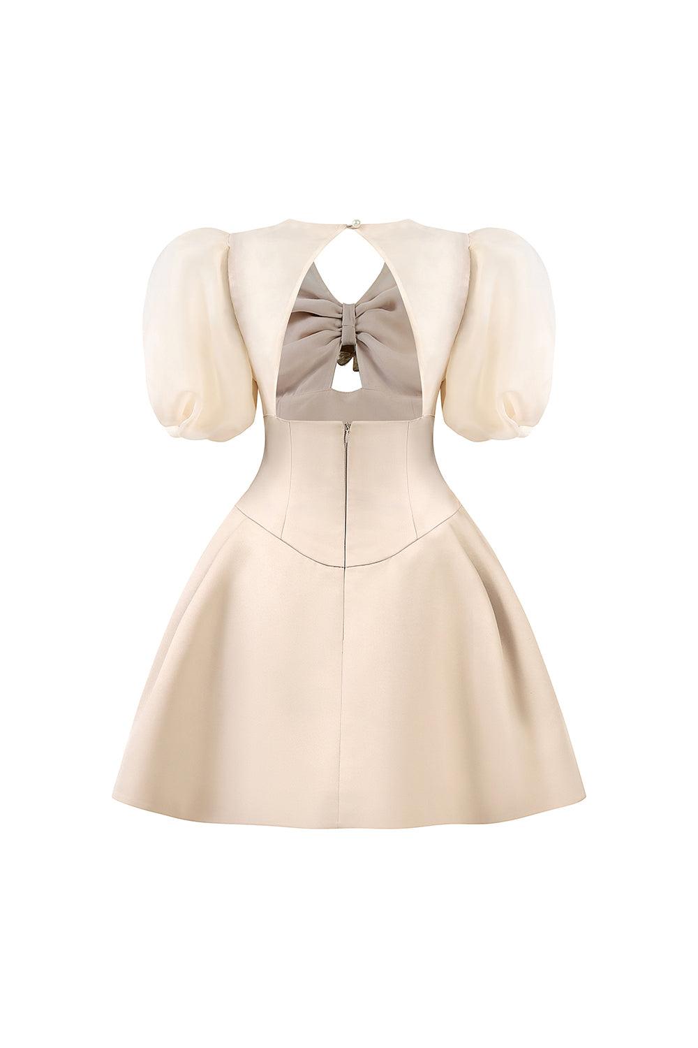 Nymph A-line Puffy Sleeved Taffeta Mini Dress